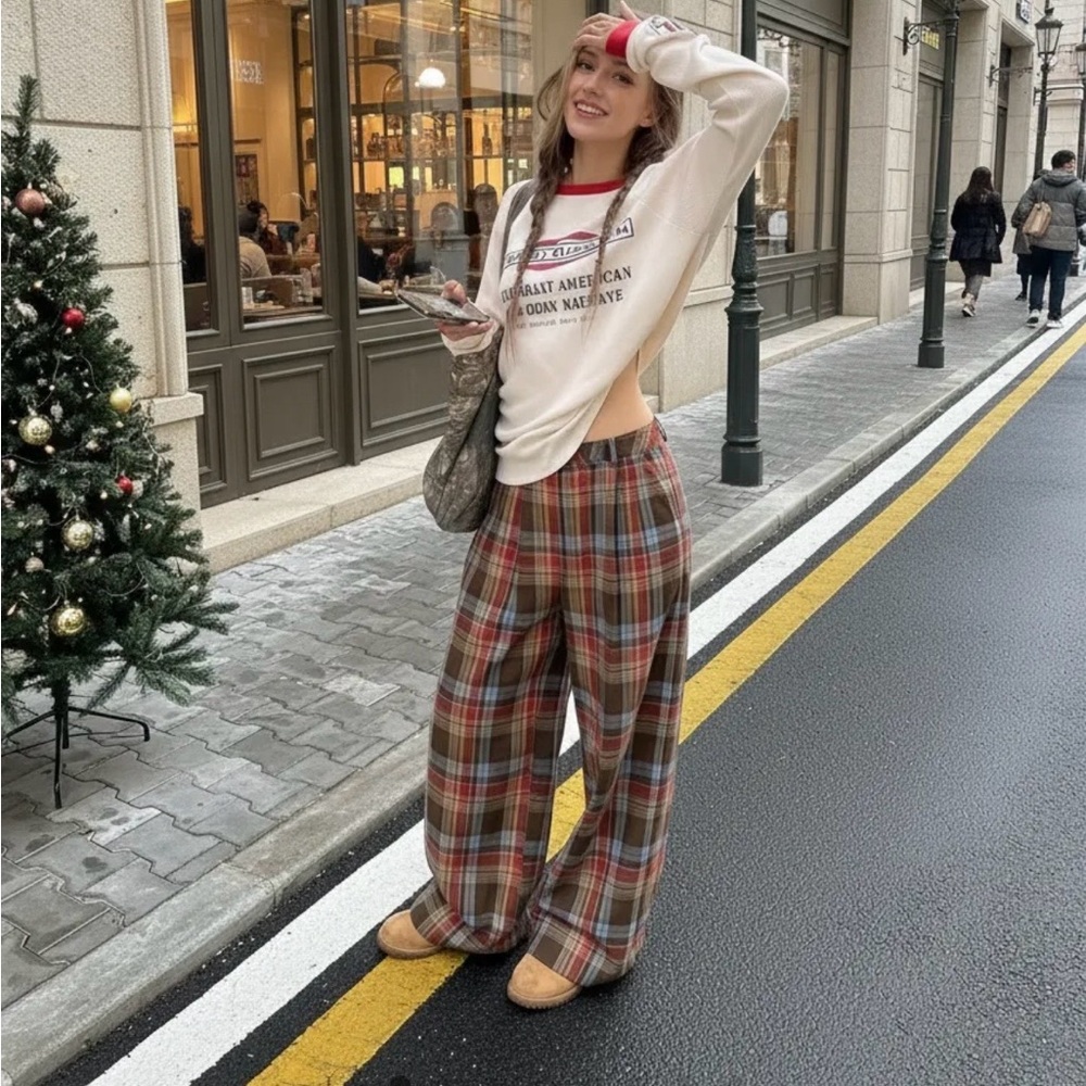 Cider Plaid Pants in Brown, Red & Blue
